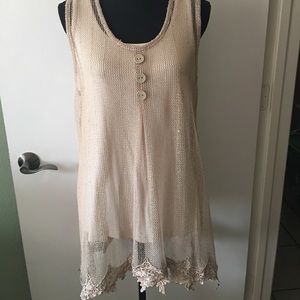 NWOT lace & sequined tank top
